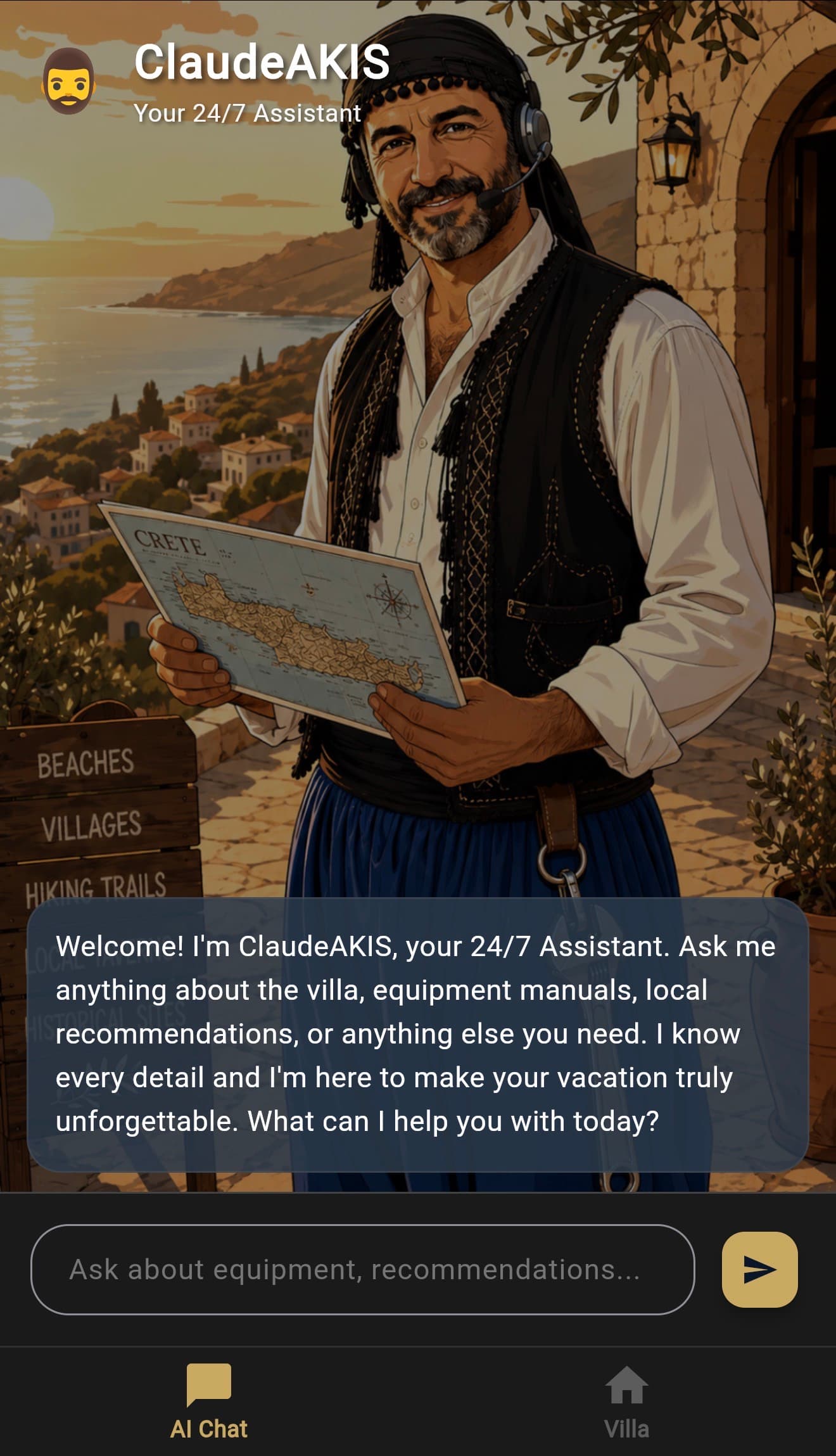 ClaudeAKIS AI chat welcome screen
