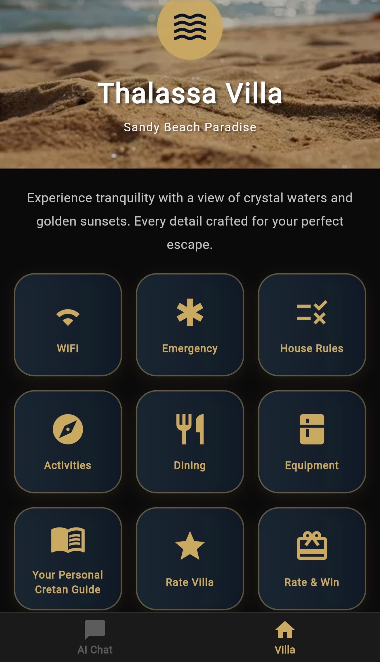 ClaudeAKIS villa dashboard menu